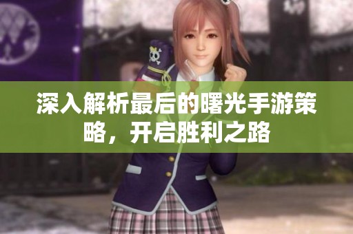 深入解析最后的曙光手游策略，开启胜利之路