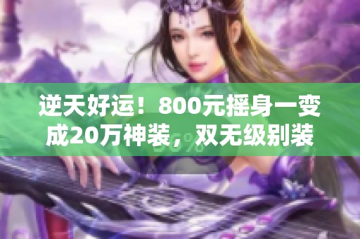 逆天好运！800元摇身一变成20万神装，双无级别装备连续掉落！