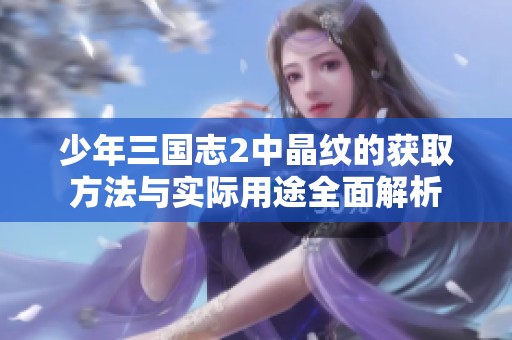 少年三国志2中晶纹的获取方法与实际用途全面解析