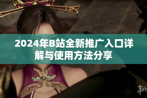 2024年B站全新推广入口详解与使用方法分享