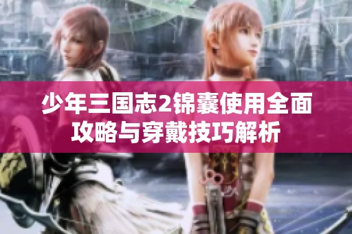 少年三国志2锦囊使用全面攻略与穿戴技巧解析