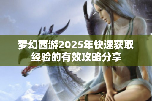 梦幻西游2025年快速获取经验的有效攻略分享