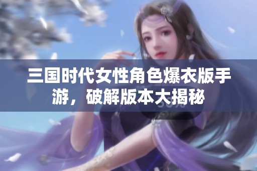 三国时代女性角色爆衣版手游，破解版本大揭秘
