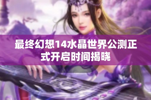 最终幻想14水晶世界公测正式开启时间揭晓