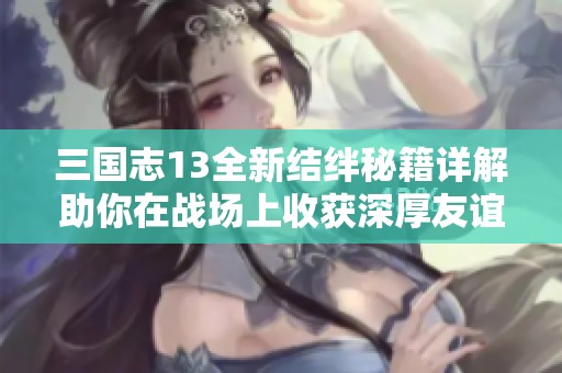 三国志13全新结绊秘籍详解助你在战场上收获深厚友谊与友情的秘密武器