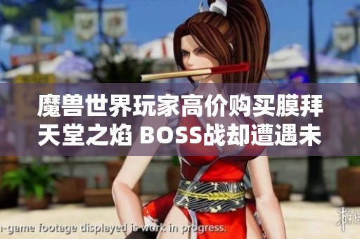 魔兽世界玩家高价购买膜拜天堂之焰 BOSS战却遭遇未触发事件引发严重损失