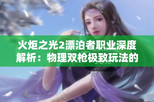 火炬之光2漂泊者职业深度解析：物理双枪极致玩法的实战技巧与技能搭配攻略分享