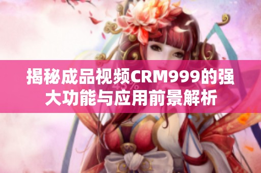 揭秘成品视频CRM999的强大功能与应用前景解析