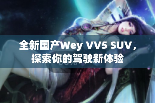 全新国产Wey VV5 SUV，探索你的驾驶新体验