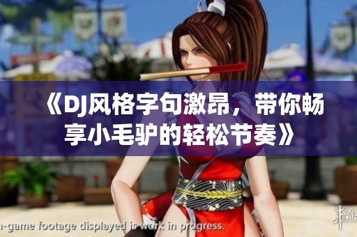 《DJ风格字句激昂，带你畅享小毛驴的轻松节奏》