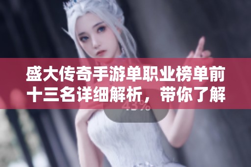 盛大传奇手游单职业榜单前十三名详细解析，带你了解最强角色选择指南