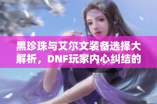 黑珍珠与艾尔文装备选择大解析，DNF玩家内心纠结的终极解决方案
